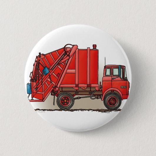 Roter Abfall-LKW Button (Vorderseite)