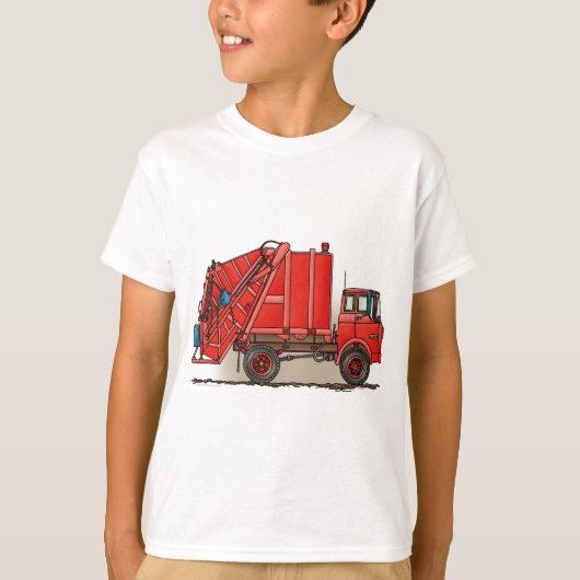 Roter Abfall-LKW T-Shirt (Vorderseite)