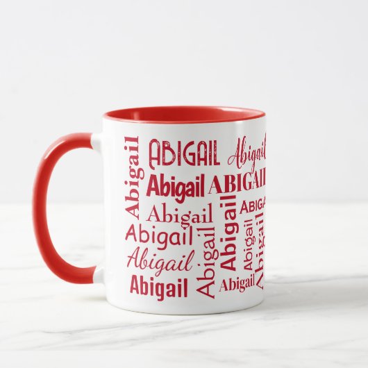 Roter ABIGAIL-Name auf Weiß Tasse (Links)