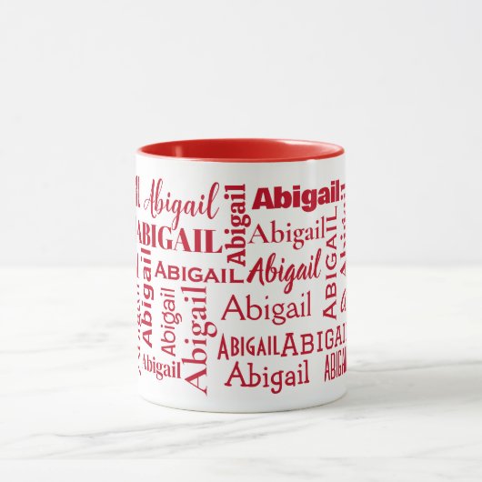 Roter ABIGAIL-Name auf Weiß Tasse (Zentrum)