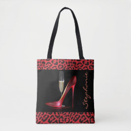 Roter Absatz-Champagne-Leopard-Entwurf Tasche