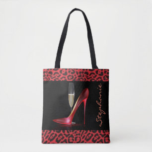 Roter Absatz-Champagne-Leopard-Entwurf Tasche