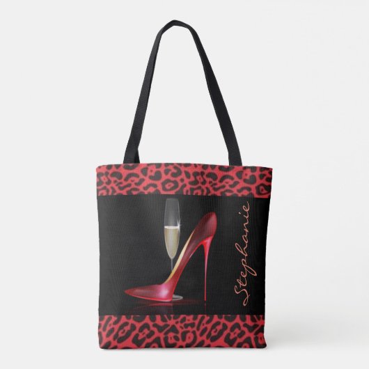 Roter Absatz-Champagne-Leopard-Entwurf Tasche (Rückseite)