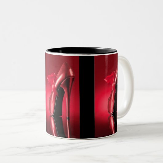 Roter Absatz-roter Bogen Zweifarbige Tasse (VorderseiteRechts)