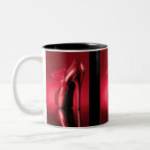 Roter Absatz-roter Bogen Zweifarbige Tasse (Links)