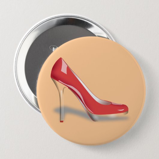 ROTER ABSATZ-SCHUH runder Knopf Button (Vorne & Hinten)