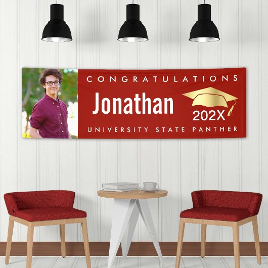 Roter Abschluss 1 Foto Goldmütze Banner