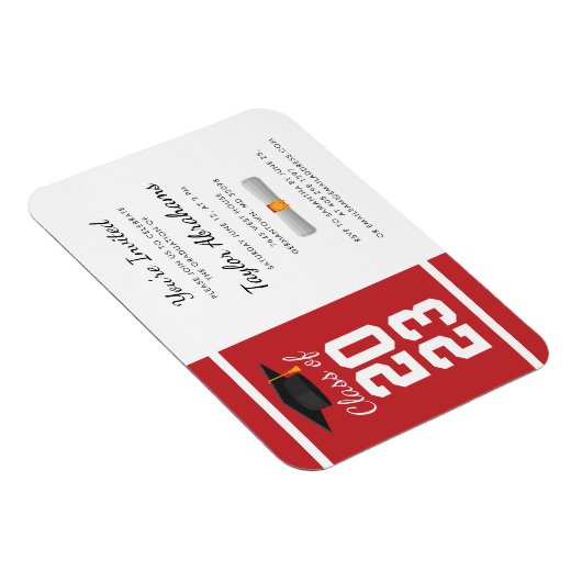 Roter Abschluss 2025 Einladung Magnet (Rechte Seite)