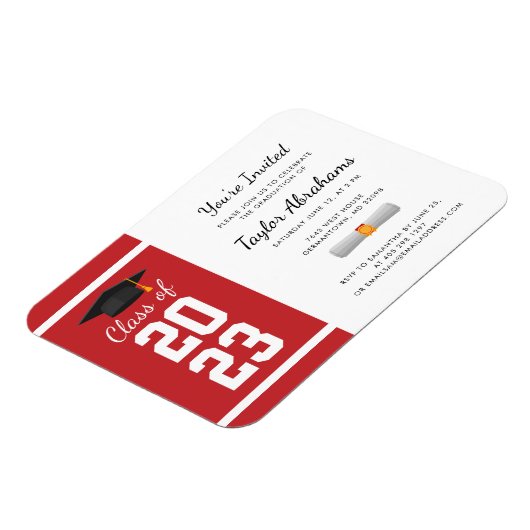 Roter Abschluss 2025 Einladung Magnet (Linke Seite)