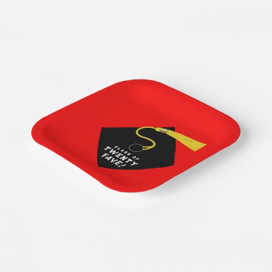 Roter Abschluss 2025 Party Pappteller (Gewinkelt)