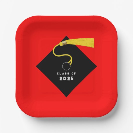 Roter Abschluss 2025 Party Pappteller (Vorderseite)