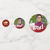 Roter Abschluss 3 Foto Moderne, kühne Typografie Konfetti (Rückseiten)