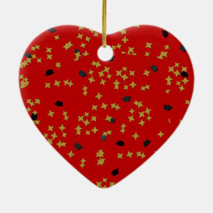 Roter Abschluss Confetti Herzlich Willkommen im Ho Keramikornament