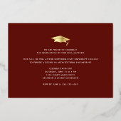 Roter Abschluss Foto fett Typografie-Kappe Echtgol Folieneinladung (Rückseite)