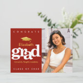 Roter Abschluss Foto Goldkappe Ankündigung (Stehend Vorderseite)