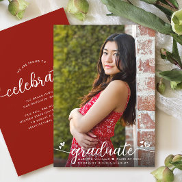 Roter Abschluss Foto Kalligrafie Herz Moderne Ankündigung