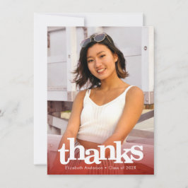 Roter Abschluss Foto mutige Typografie Dankeskarte