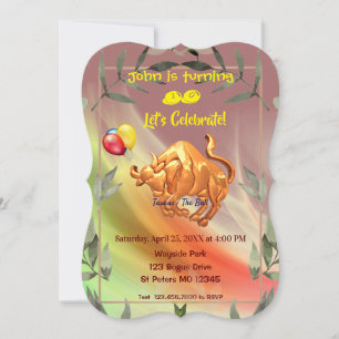 Roter Abstrakter Geburtstag Taurus (20. April - 20 Einladung