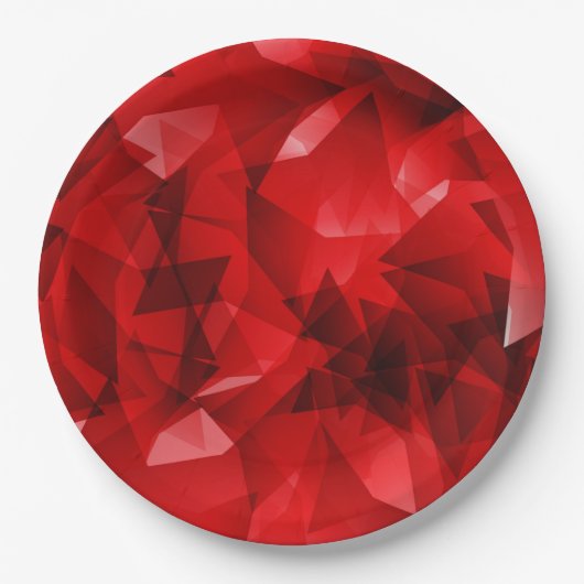 Roter abstrakter geometrischer Kristallhintergrund Pappteller (Vorderseite)