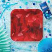 Roter abstrakter geometrischer Kristallhintergrund Pappteller (Party)