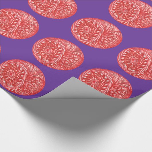 Roter abstrakter Weihnachtsball-lila Geschenkpapier (Ecke)