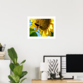 Roter Admiral Butterfly auf einer Sonnenblume Poster (Heimbüro)