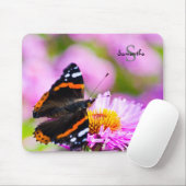 Roter Admiral-Schmetterling auf Blume Mausmatte Mousepad (Mit Mouse)