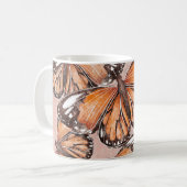Roter Admiral Schmetterlinge Rosa Hintergrund Kaffeetasse (Vorderseite Links)