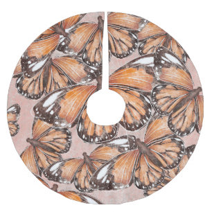 Roter Admiral Schmetterlinge Rosa Hintergrund Polyester Weihnachtsbaumdecke