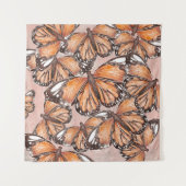 Roter Admiral Schmetterlinge Rosa Hintergrund Wandteppich (Vorderseite)