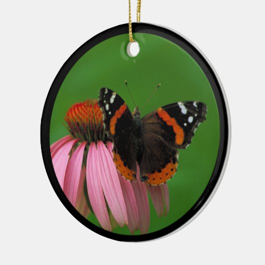 Roter Admirals-Schmetterling Keramik Ornament (Links)