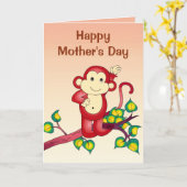 Roter Affe-Tiermutter-Tag Karte (Gelbe Blume)