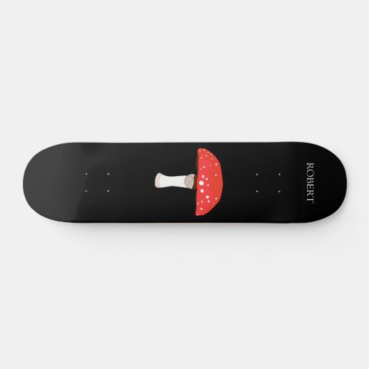 Roter Agaricus-Pilz mit Monogramm Skateboard (Horizontal)