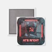 Roter Agent Vodka Shot Cyberpunk Magnet (Vorderseite/Rückseite)