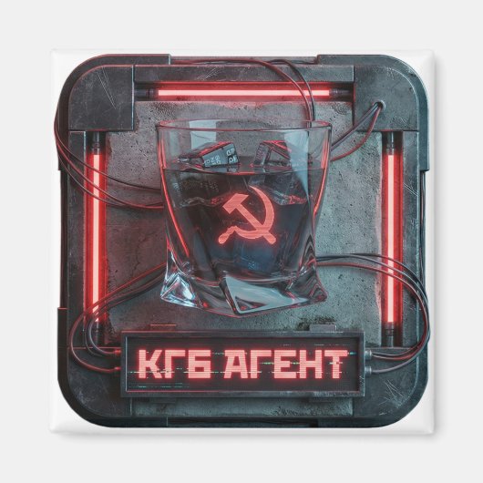 Roter Agent Vodka Shot Cyberpunk Magnet (Vorne)
