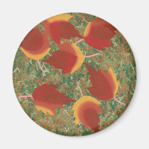 Roter Ahorn im Herbst Abstrakt auf Gras Magnet