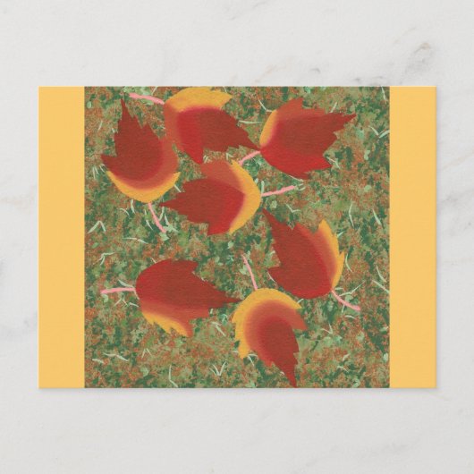 Roter Ahorn im Herbst Abstrakt auf Gras Postkarte (Vorderseite)