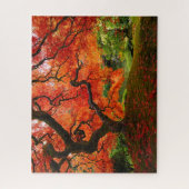 Roter Ahorn im Herbst im japanischen Garten Portla Puzzle (Vertikal)