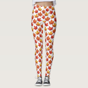 Roter Ahorn Verlasst Muster. Fall Pattern Leggings