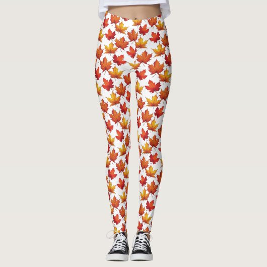 Roter Ahorn Verlasst Muster. Fall Pattern Leggings (Vorderseite)