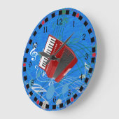 Roter Akkordeon über die musikalischen Anmerkungen Große Wanduhr (Winkel)