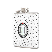 Roter Akzent im Muster Schwarz/Weiß Flachmann (Links)