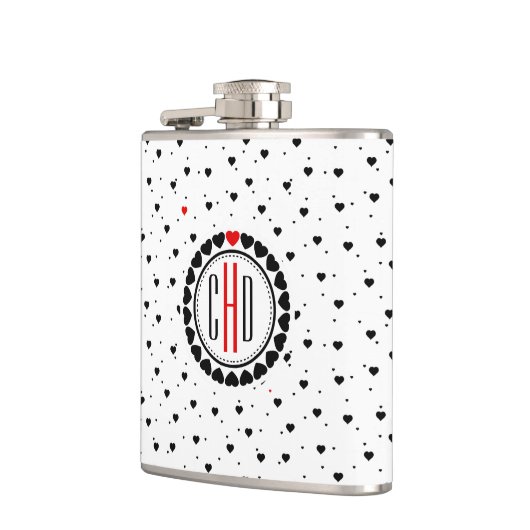 Roter Akzent im Muster Schwarz/Weiß Flachmann (Links)