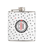 Roter Akzent im Muster Schwarz/Weiß Flachmann (Vorderseite)