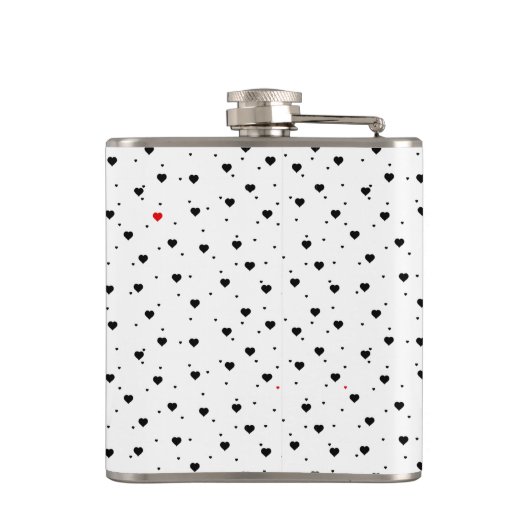 Roter Akzent im Muster Schwarz/Weiß Flachmann (Rückseite)