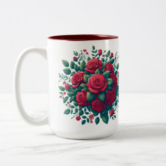 Roter Akzent mit Rote Rosen-Muster Zweifarbige Tasse