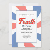 Roter Amerikanische Unabhängigkeitstag in Weiß und Einladung (Vorderseite)