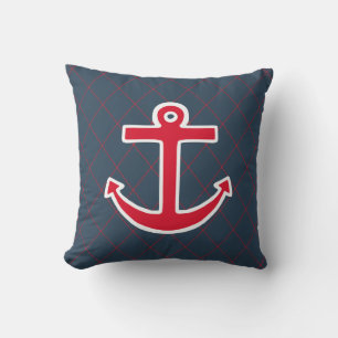 Roter Anchor Nautical Throw Kissen