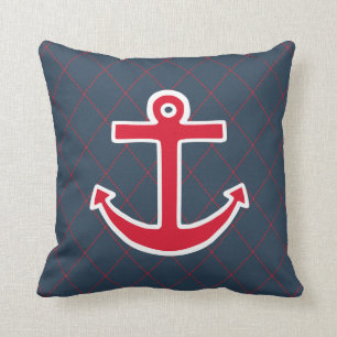 Roter Anchor Nautical Throw Kissen