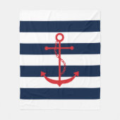 Roter Anker auf blauen Streifen Fleecedecke (Vorderseite)